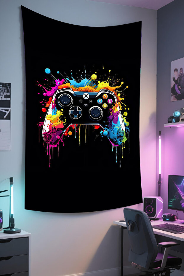 Vertical Gamer Wall Covering – Gaming Themed, High-Quality Fabric, Tapestry Wall Carpet