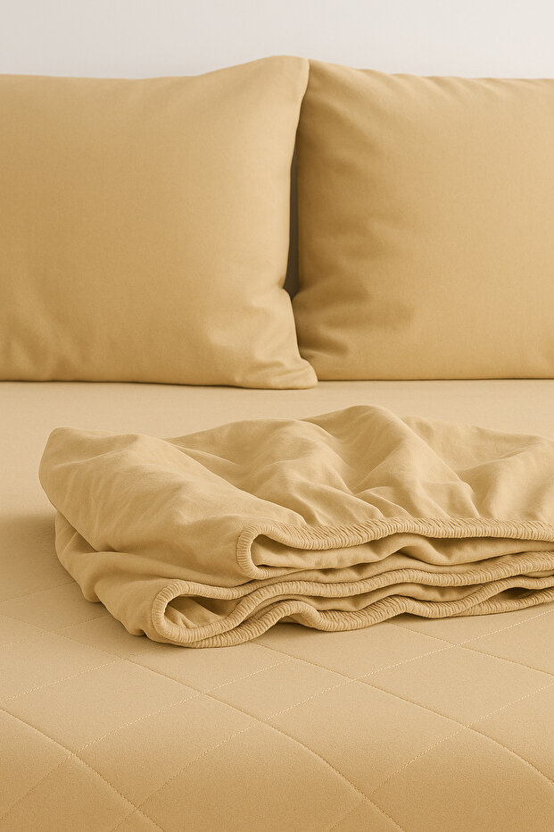 Stonewashed Fitted Sheet Double and King Size + 2 Pillowcases with Pouch 100% Cotton