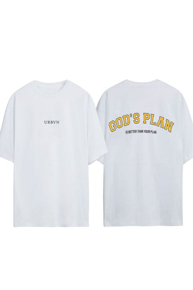 Godsplan Design Printed White Oversized T-Shirt