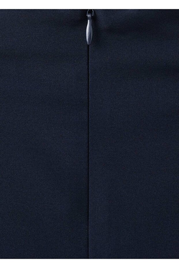 Metal süslemeli evaze elbise - 7