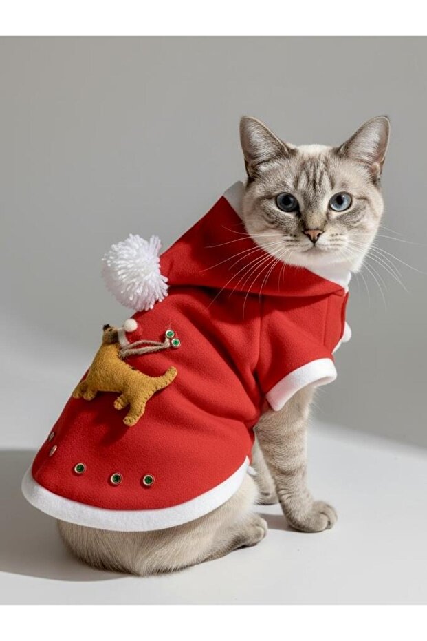 Buddy Kapşonlu Yılbaşı Kedi Sweatshirt Noel - 6