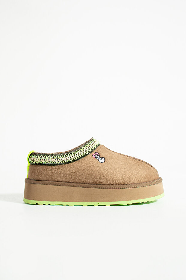 Valentine Suede Fur-Lined Colorful Sole Tazz Slippers
