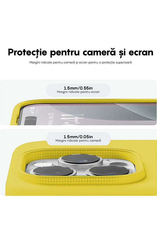 Soft Silicone Case iPhone 16 Pro, Microfiber Inside, Protective, Slim, Yellow - 3