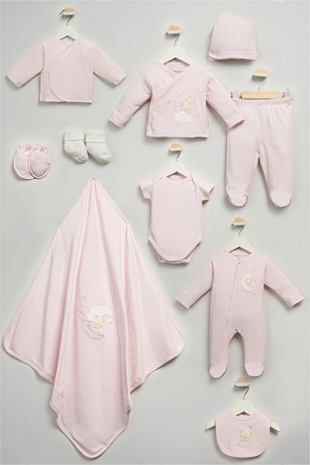 Sweet Bears Collection Sleeping Teddy Bear Patterned 10-Piece Newborn Hospital Discharge Set