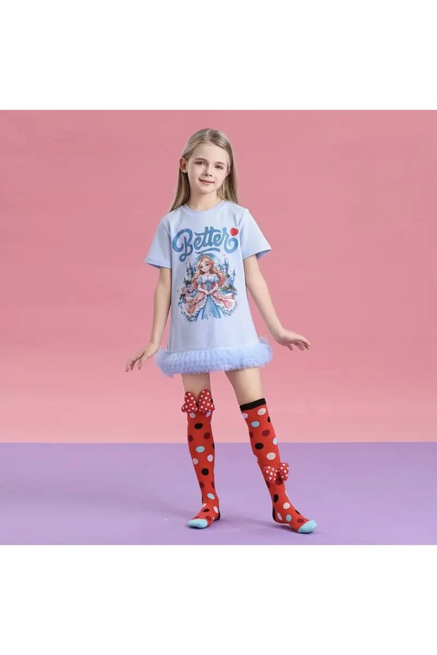 Red Polka Dot Knee High Socks – Fun Socks with Bow Detail – Girls/Teenagers – Colorful Long Socks