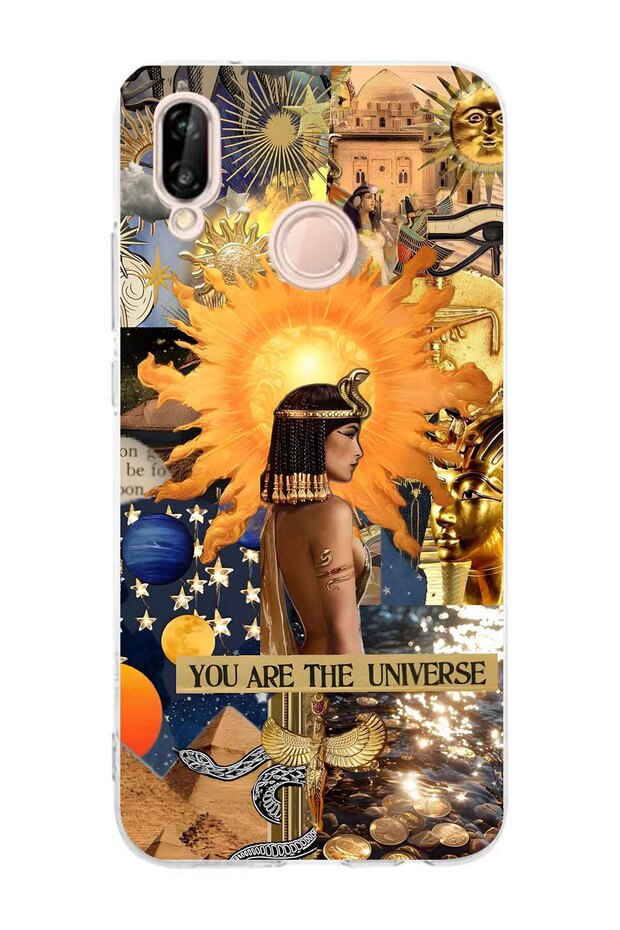 Huawei P20 Lite Compatible Cleopatra Patterned Transparent Phone Case - 1