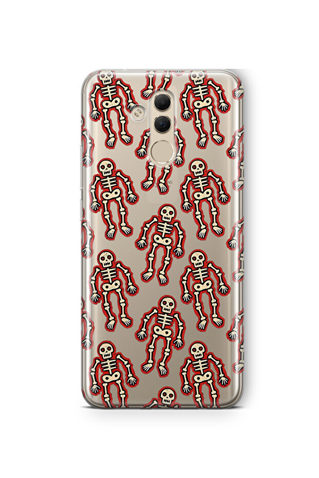 حافظة هاتف شفافة بنمط هيكل عظمي متوافقة مع هاتف Huawei Mate 20 Lite - 1