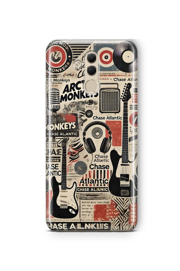 Huawei Mate 20 Lite Compatible Music Collage Pattern Transparent Phone Case
