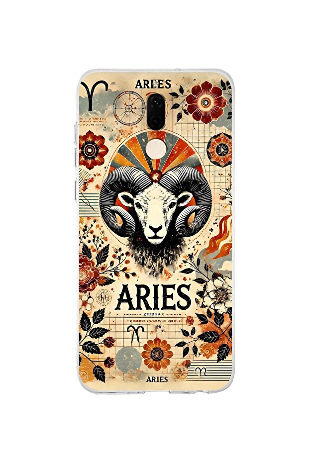 Huawei Mate 10 Lite Compatible Aries Patterned Transparent Phone Case - 1