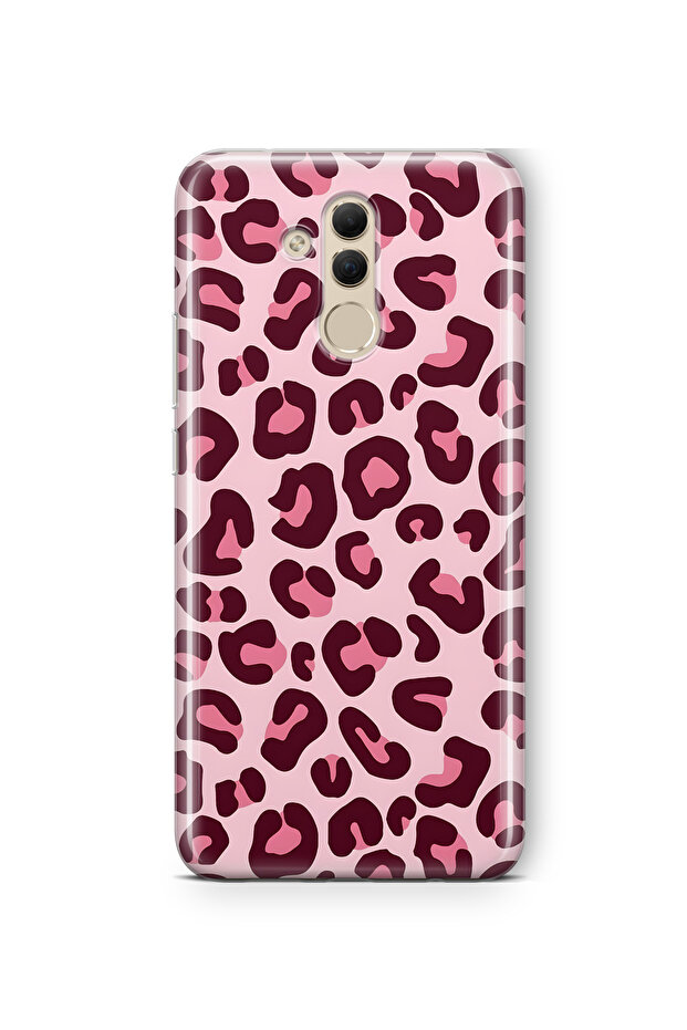 Huawei Mate 20 Lite Compatible Pink Leopard Pattern Transparent Phone Case - 1