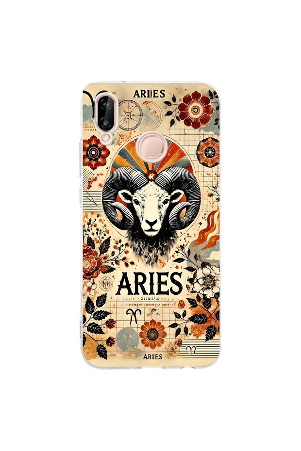 حافظة هاتف شفافة بنمط برج الحمل متوافقة مع هاتف هواوي P20 لايت - 1