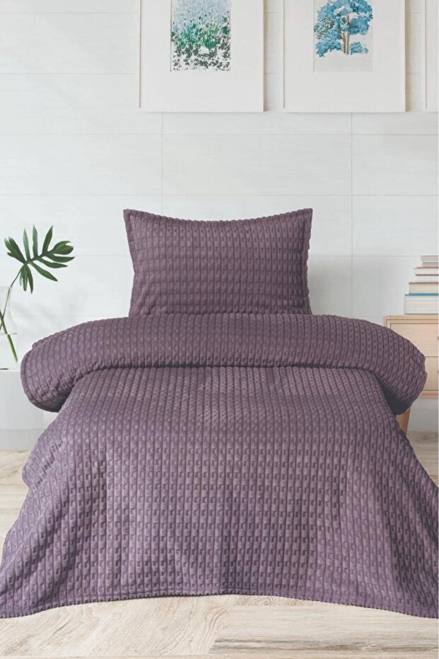 Modern Twist 2 Piece Double Blanket Set Boxed 160X220 Plum