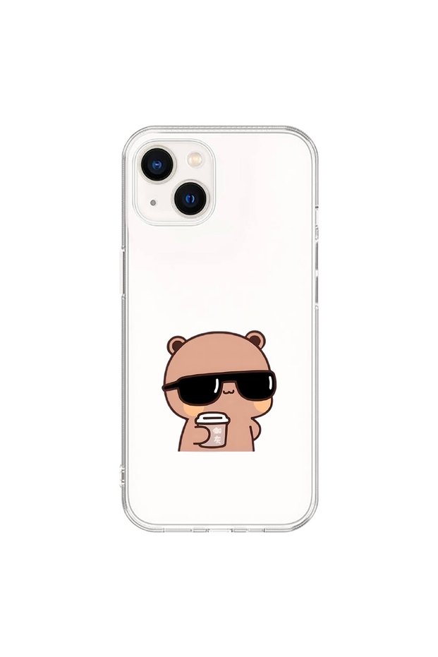 حافظة شفافة متوافقة مع هاتف iPhone 13 Mini بتصميم Couple Teddy Bear 1