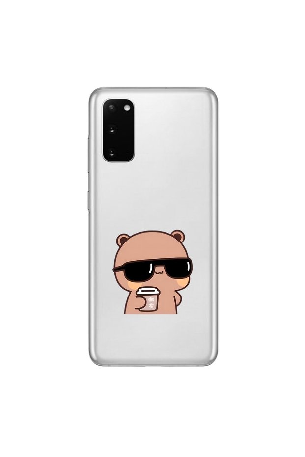 Samsung Galaxy S20 Compatible Transparent Case Couple Teddy Bear 1 Design