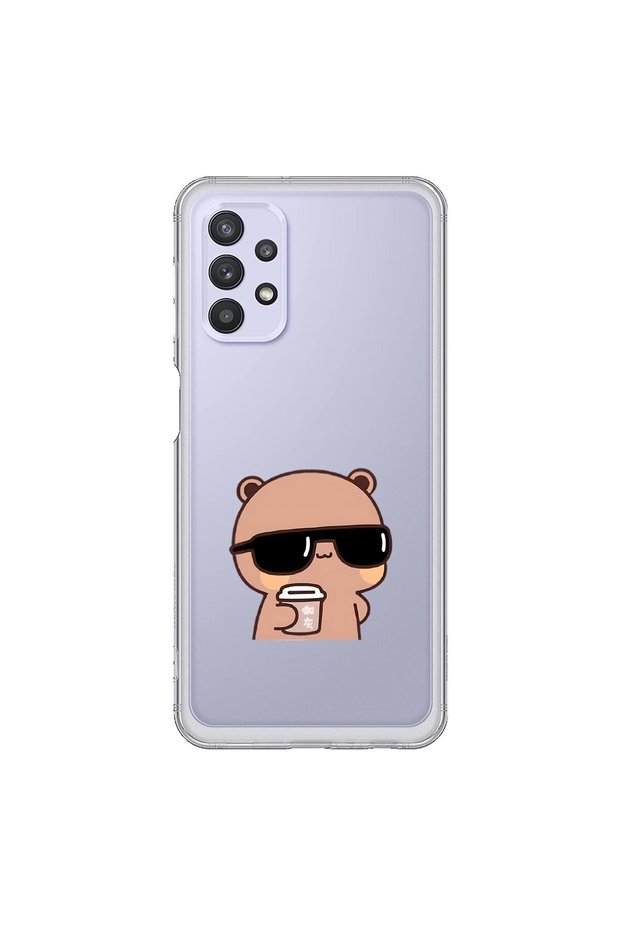 Samsung Galaxy A32 Compatible Transparent Case Couple Teddy Bear 1 Design