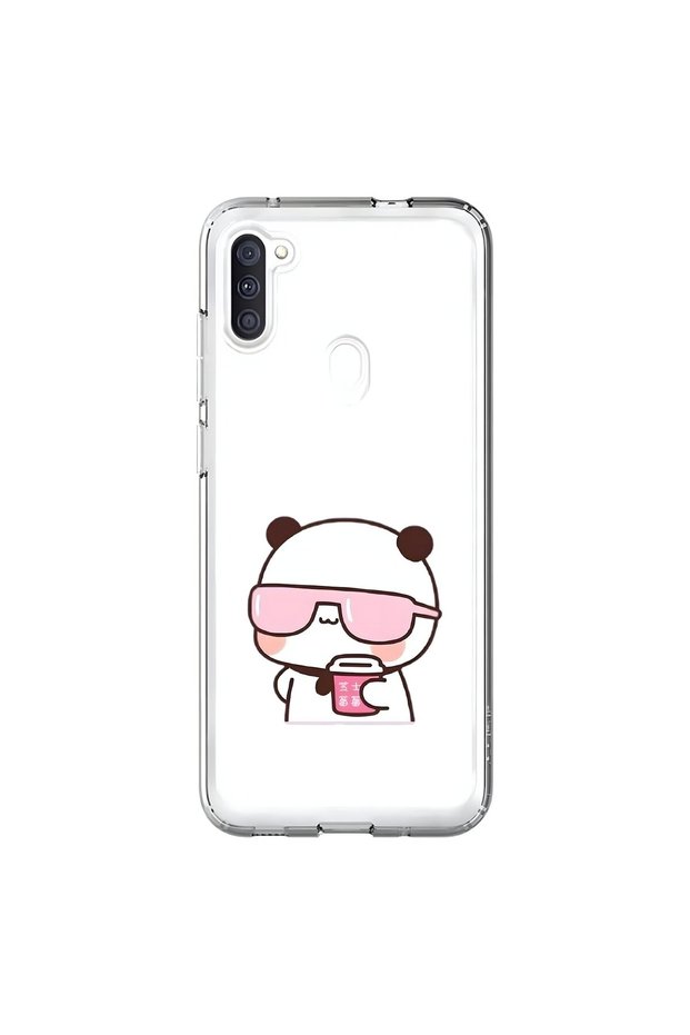 Samsung Galaxy A11 Compatible Transparent Case Couple Teddy Bear 2 Designs
