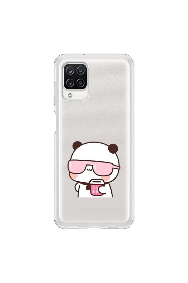 Samsung Galaxy A12 Compatible Transparent Case Couple Teddy Bear 2 Designs