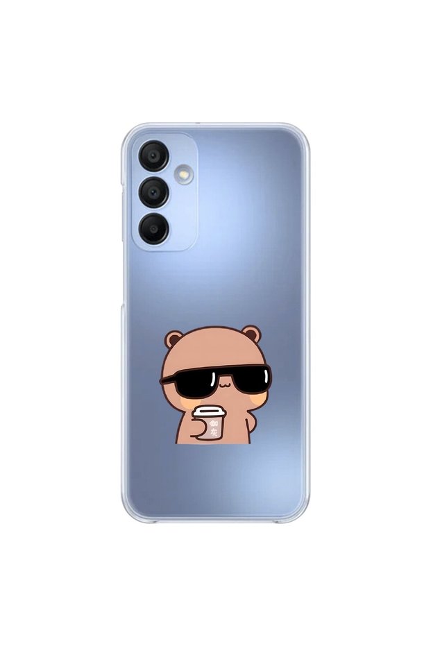 Samsung Galaxy A15 Compatible Transparent Case Couple Teddy Bear 1 Design