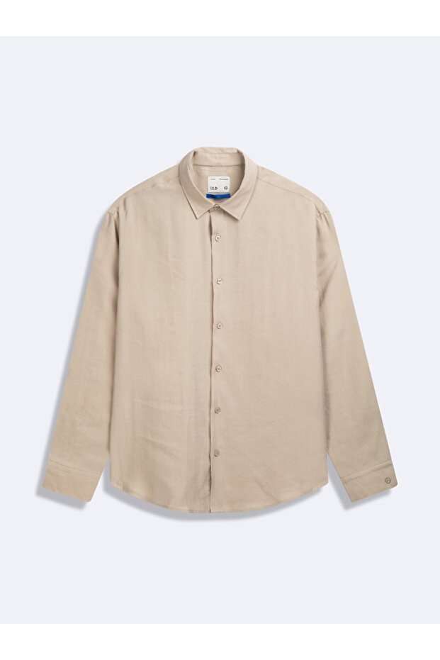 Uzun Kollu Önü Düğmeli Basic Gri Gömlek - 1