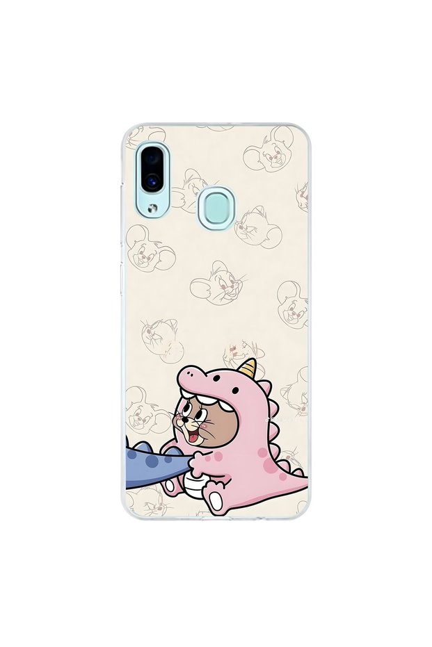 Samsung Galaxy A30 Compatible Transparent Case Couple Mouse 2 Design
