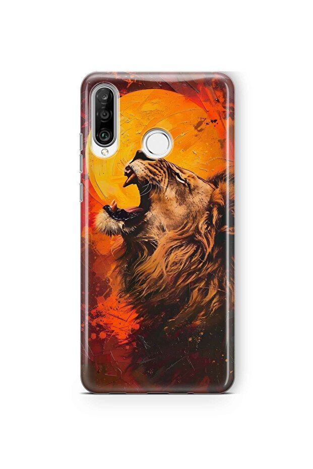 Huawei P30 Lite Compatible Lion Pattern Transparent Phone Case - 1
