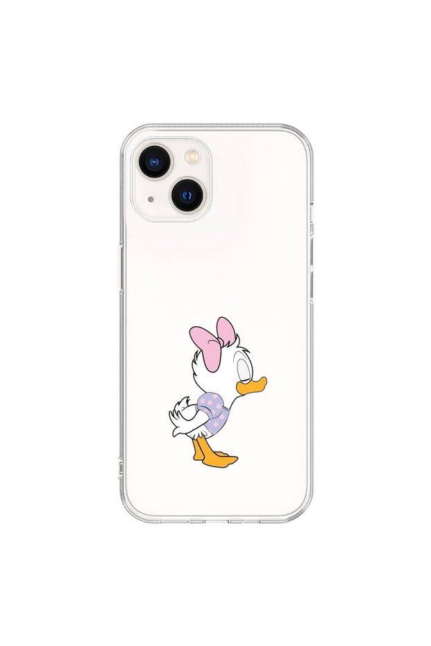 iPhone 14 Compatible Transparent Case Couple Duck 1 Design