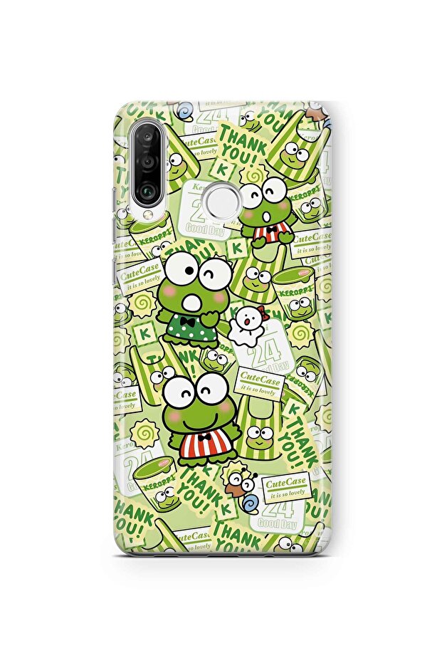 حافظة هاتف شفافة متوافقة مع هاتف Huawei P30 Lite بنمط الضفدع اللطيف - 1