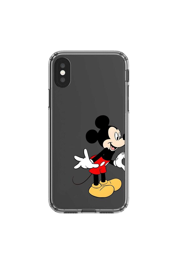 iPhone XS Max Compatible Transparent Case Couple Mickey 1 Design