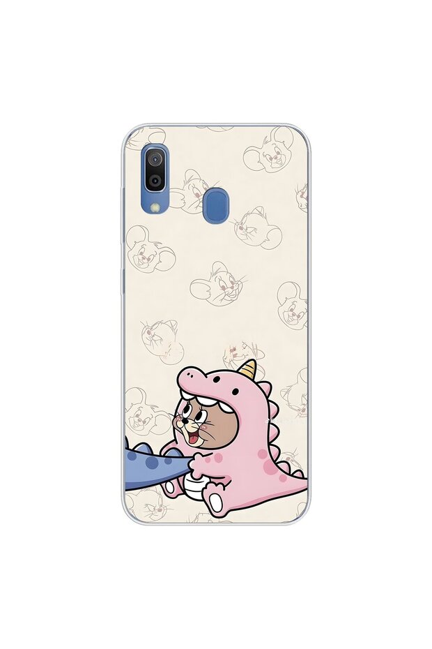Samsung Galaxy A20 Compatible Transparent Case with Couple Mouse 2 Design