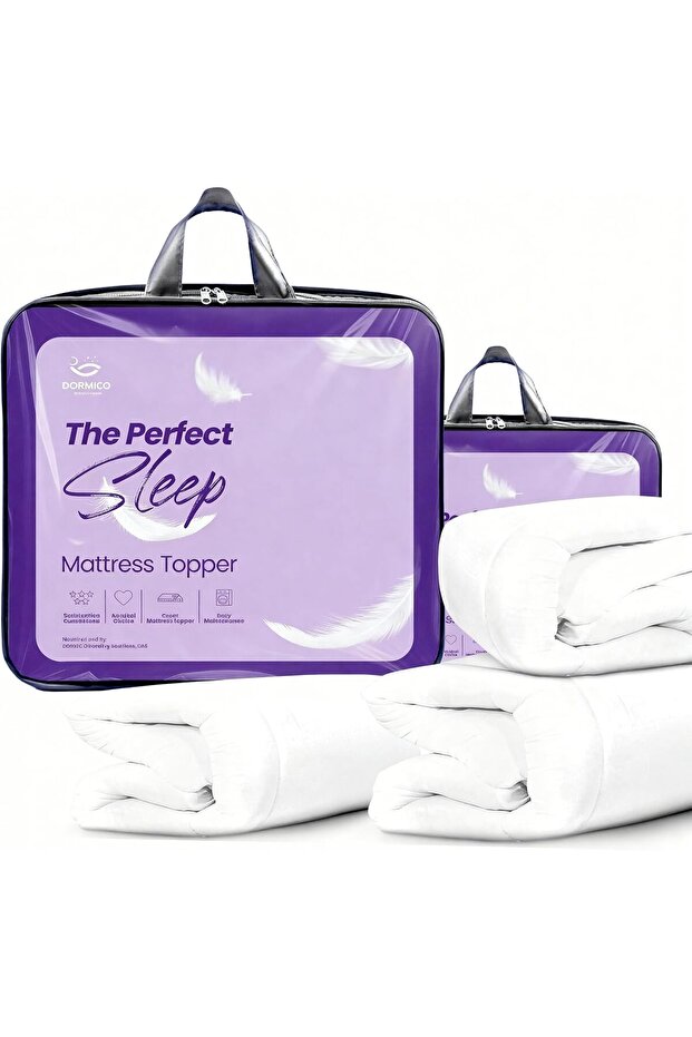 DORMICO Microfiber Mattress Topper (White, 10cm Thickness, 90 x 190)