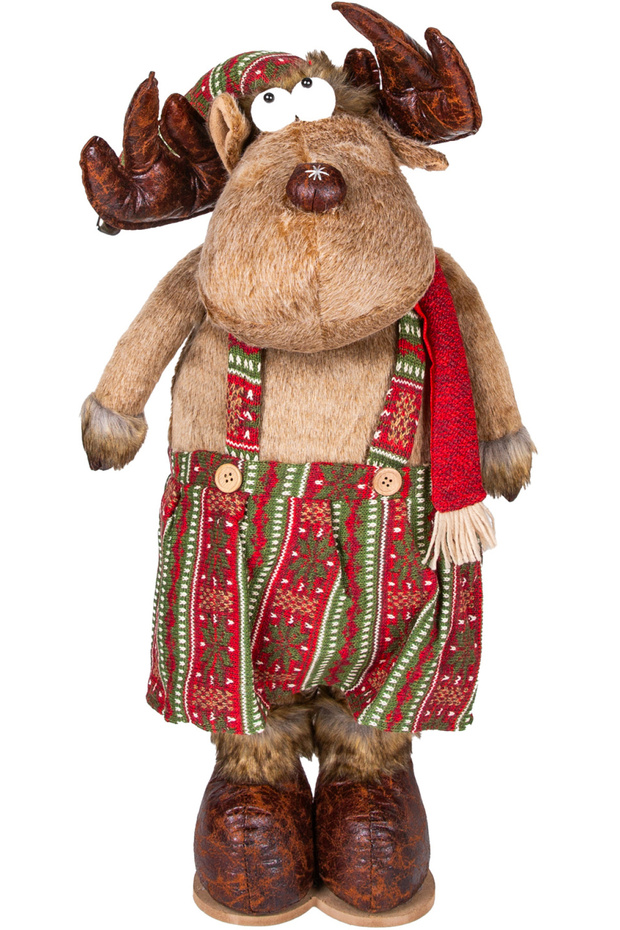 Christmas Ornament, Deer Female, Brown - with Extended Legs, Leather Shoes, with Antlers, 30X70-100 cm