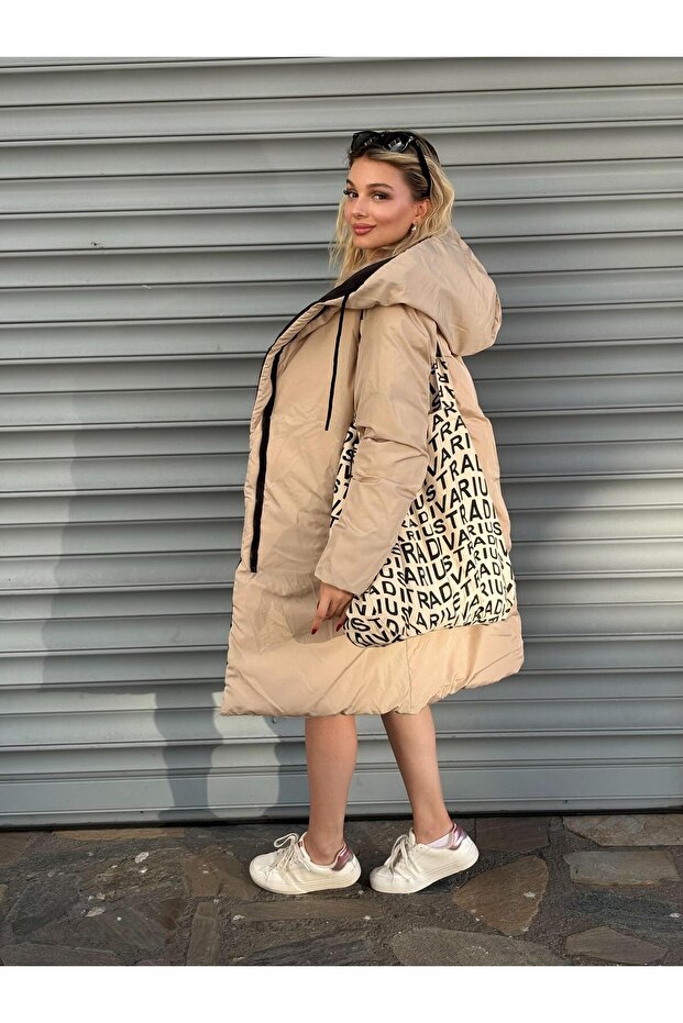 oversize çift taraflı uzun şişme mont - 4