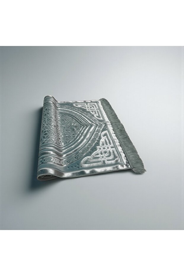 Velvet Islamic Prayer Mat – Teal Arch Serenity