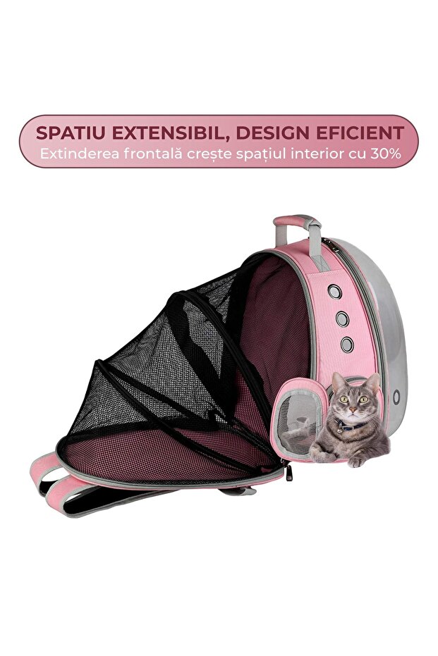 Expandable Transparent Pet Backpack Capsule Design Vent Mesh Side Pockets Foldable - 5