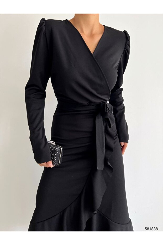 Scuba Krep Elbise - 1