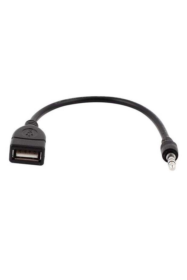 كابل شحن وبيانات صوتية من USB أنثى إلى AUX 3.5 مم ذكر، أسود، 2.2