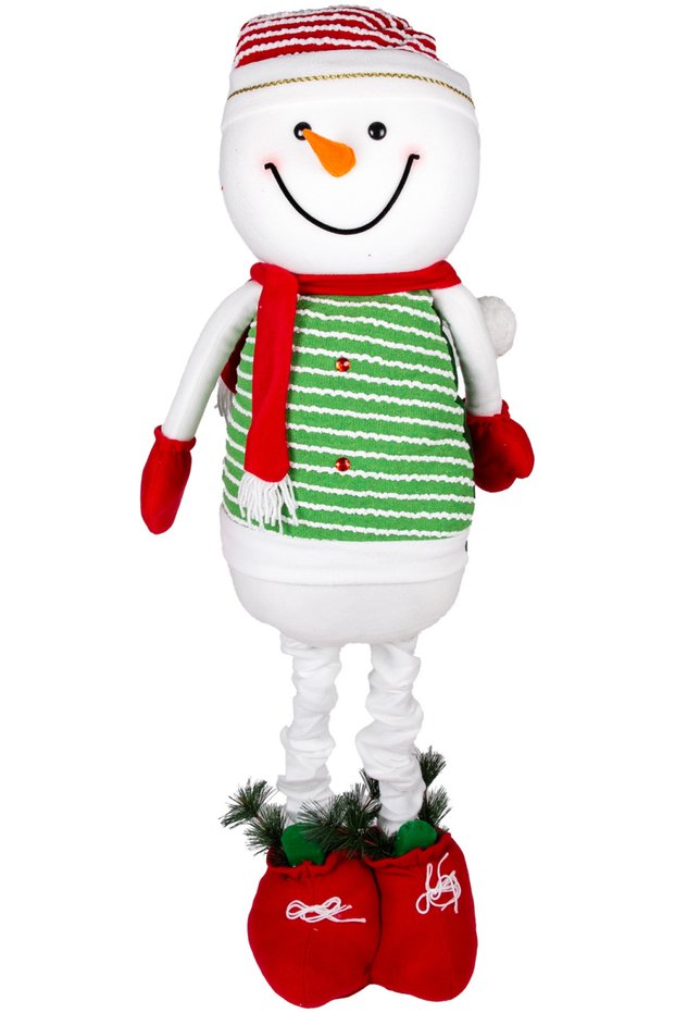 Christmas Ornament, Snowman, Green-White - with Extendable Legs, 45X80-180 cm