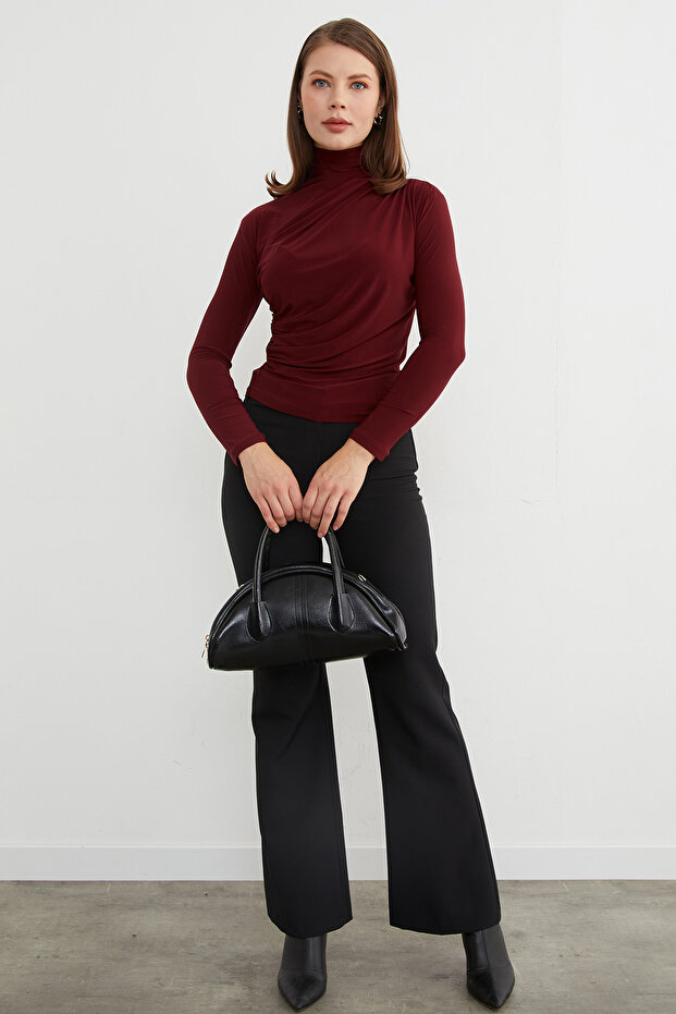 Drapeli Balıkçı Yaka Bluz - 5