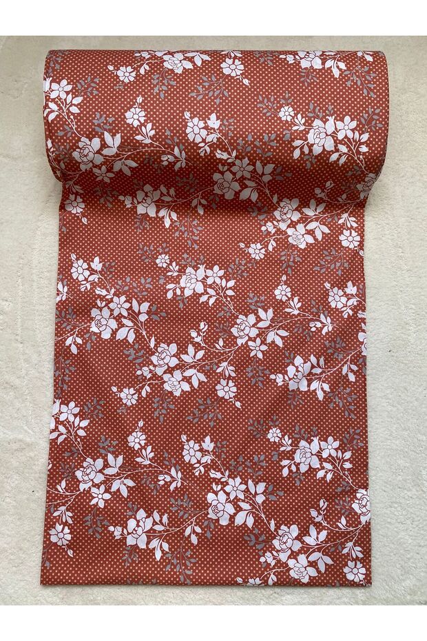 Solina 100% Cotton Orange Floral Patterned Bed Sheet Fabric by the Meter Wide Width | 100-240 cm