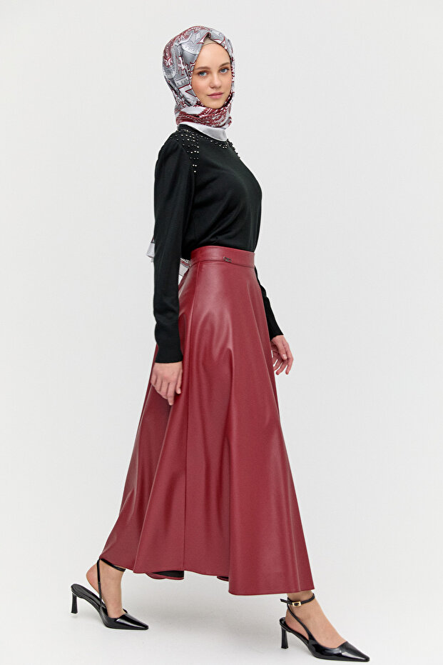 Suni Deri Kloş Etek - 4