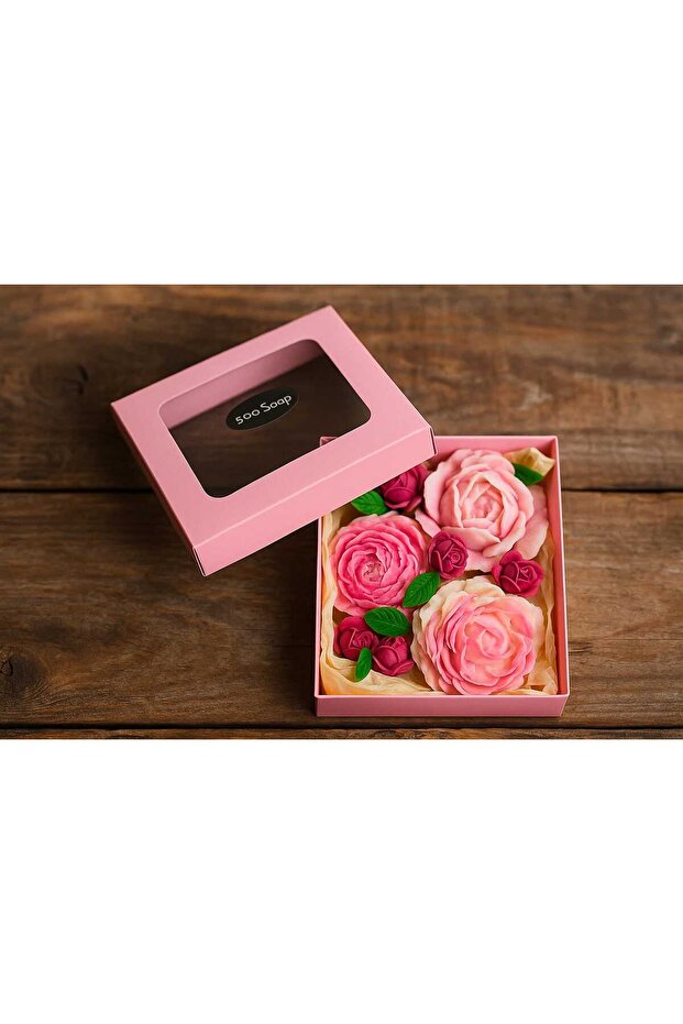 Sabun Gül Kutusu Pink Gift Decorative Handmade