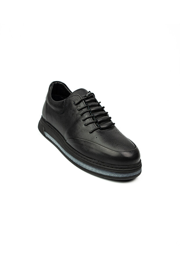 350 Restfull Black Leather Men's Casual Shoes