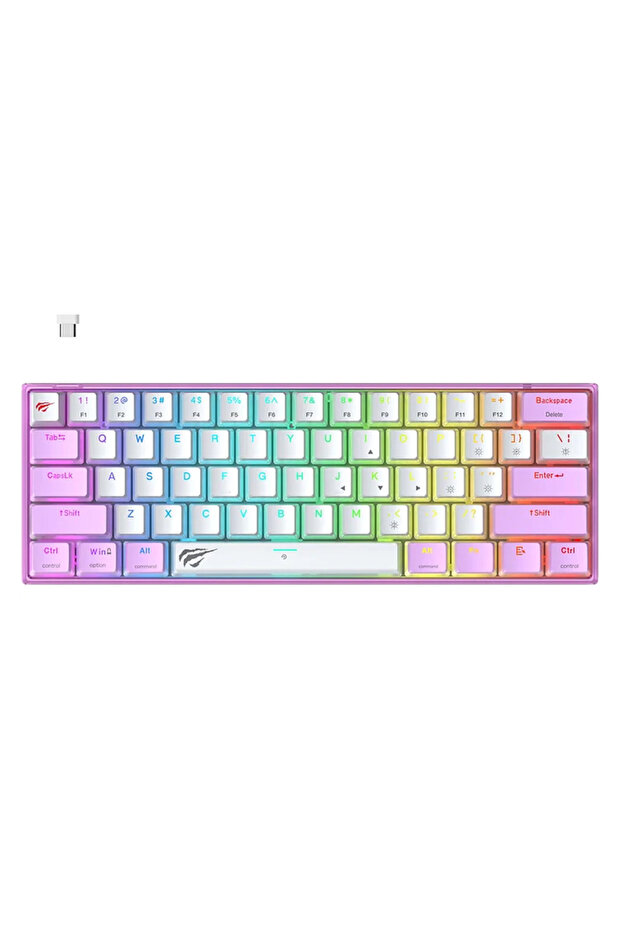 KB877L Membrane Gaming Keyboard - Purple & White, 61-Key RGB Backlit, USB-C