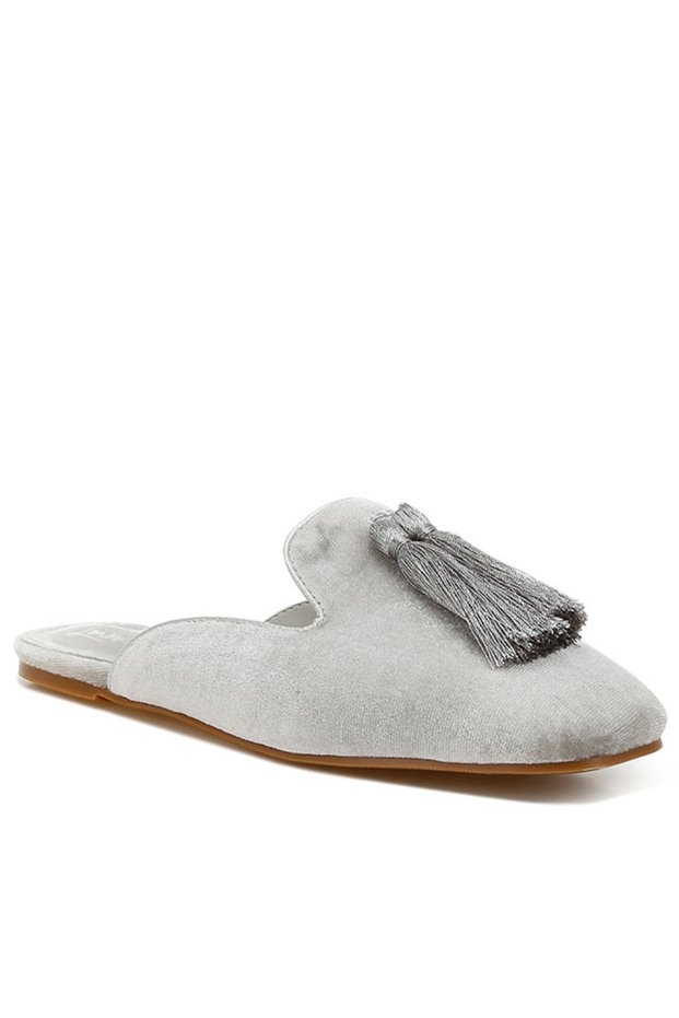 Women Tassel Detail Velvet Mules