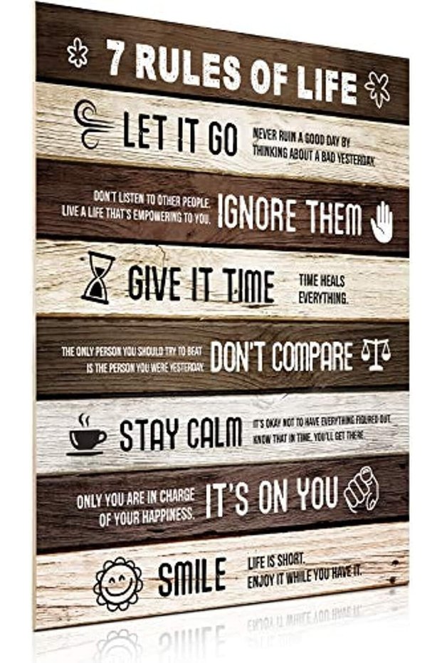 7 Rules of Life Motivational Quote Canvas Wall Art Poster (30x40 cm, Unframed)