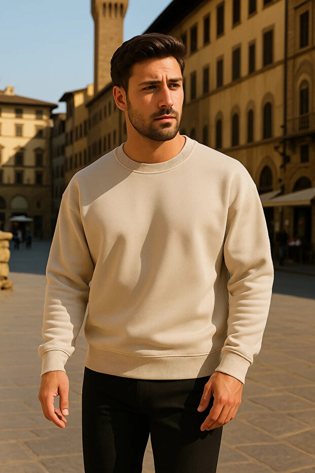 Unisex Winter Comfortable Long Cream Loose Sweater