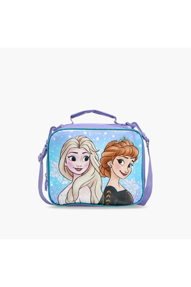 Frozen Print Lunch Bag with Adjustable Strap and Zip Closure