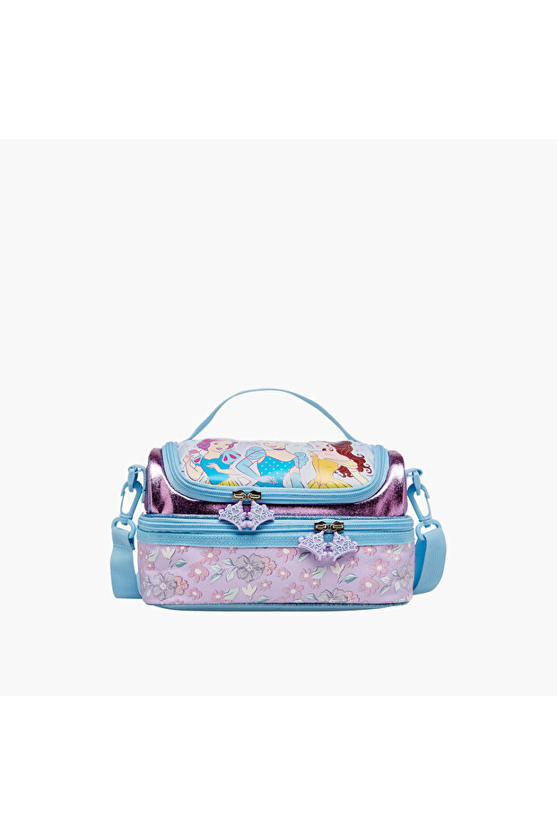 Princess Print Double Layer Lunch Bag with Zip Closure
