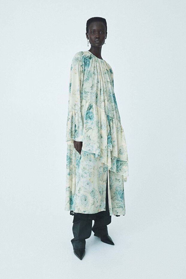 Frilled chiffon dress