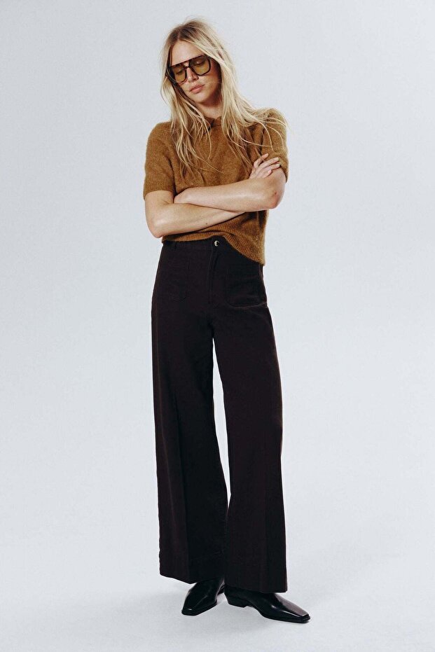 Wide twill trousers